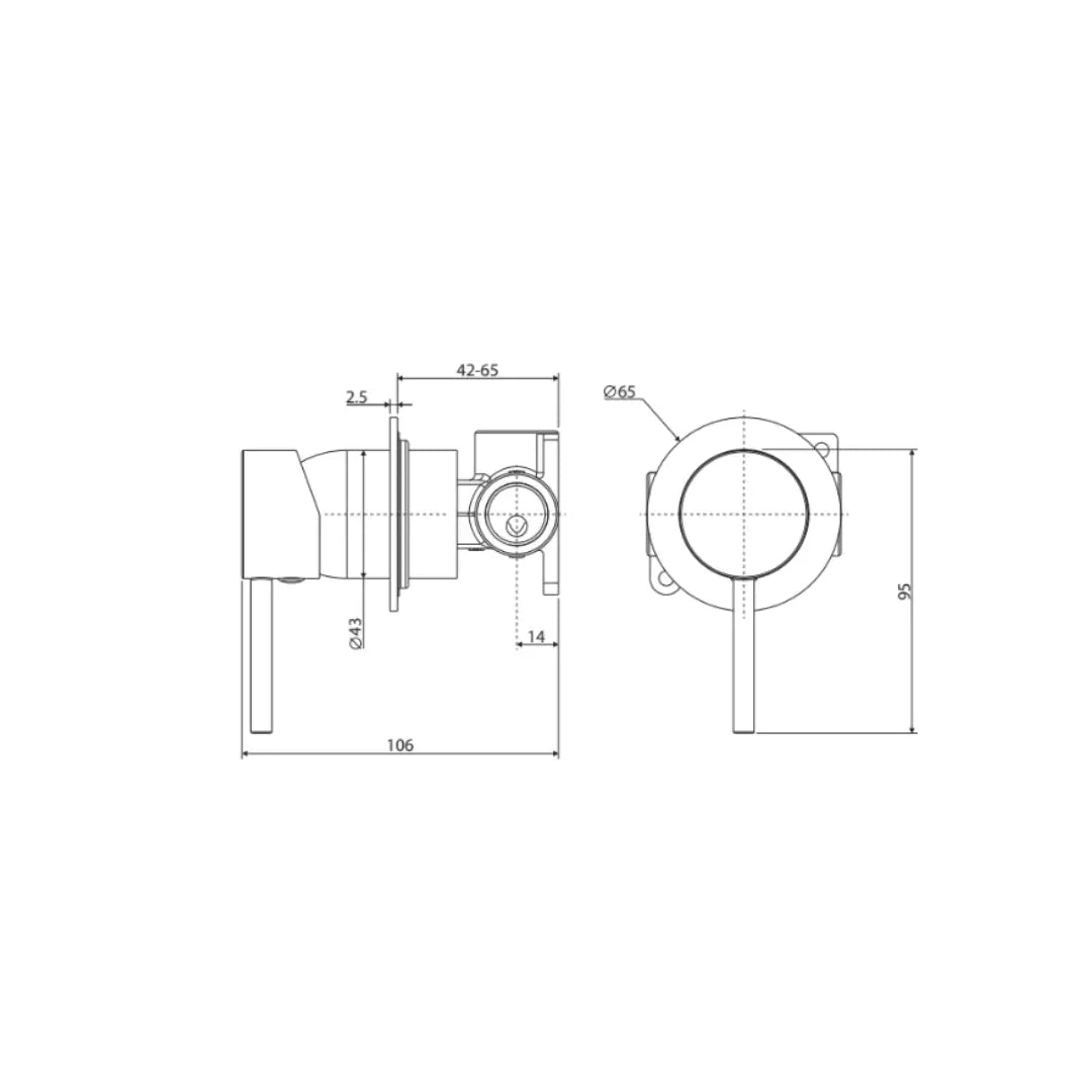 Kaya Wall Mixer, Small Round Plate Fienza