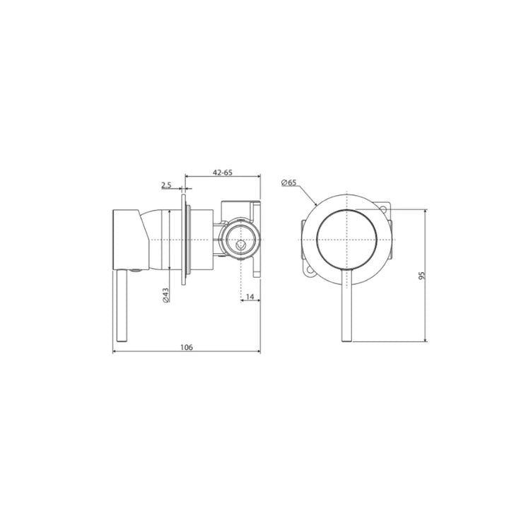 Kaya Wall Mixer, Small Round Plate Fienza