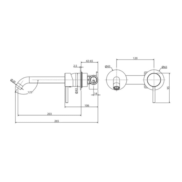 Kaya Basin/Bath Wall Mixer Set, Round Plates, 200mm Outlet Fienza