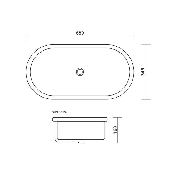 Arko 680 Ceramic under counter basin- wide super ellipse with overflow seima