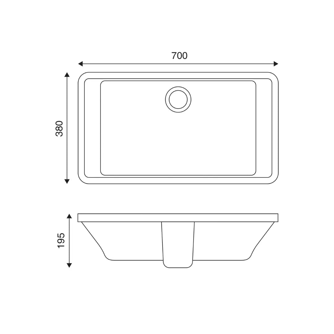 Plati 700 Ceramic under counter basin with overflow seima