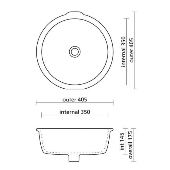 Arko 405 Ceramic under counter basin with overflow seima