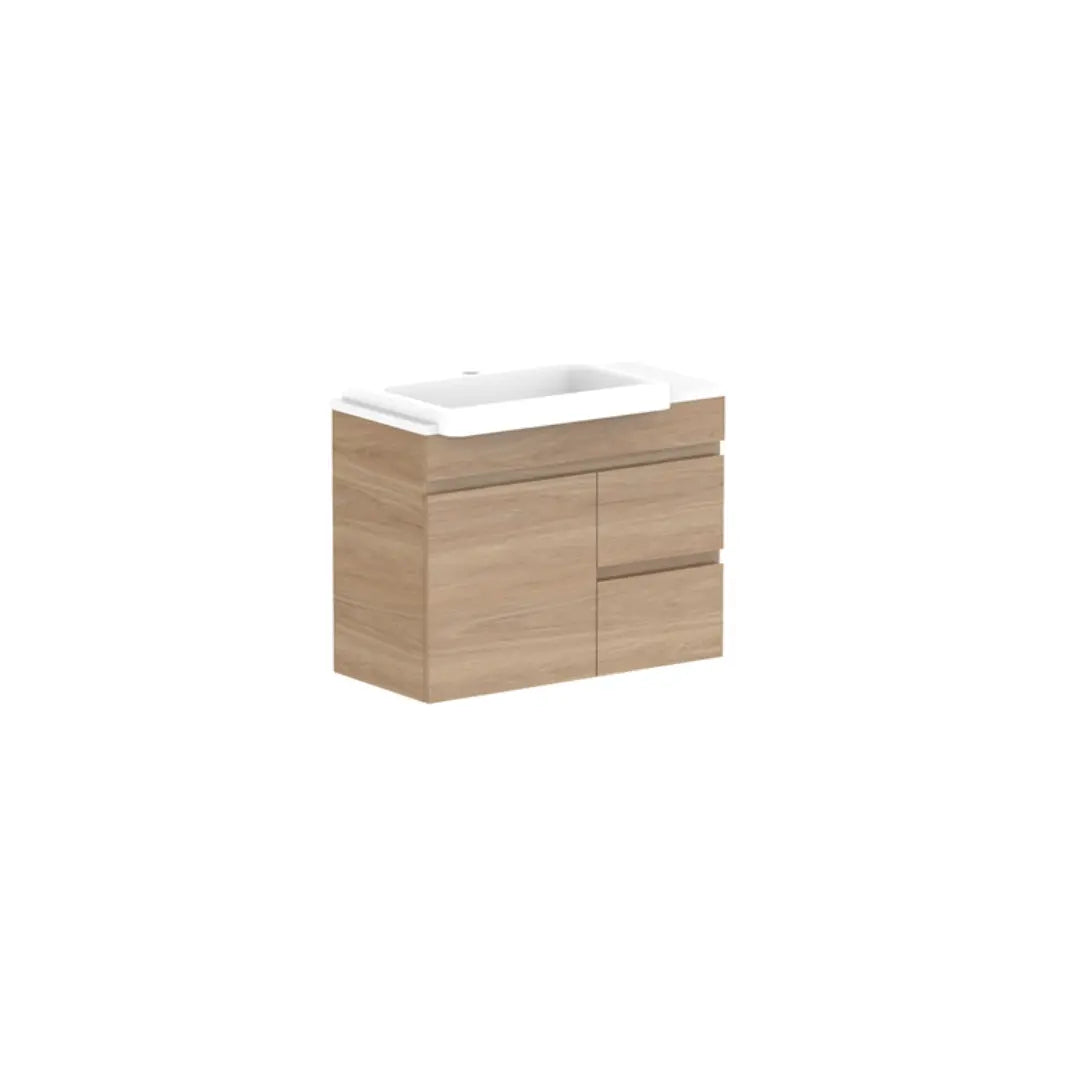 Glacier Semi-Recessed, Door &amp; Drawer Twin Vanity with stone top ADP