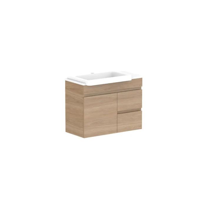 Glacier Semi-Recessed, Door &amp; Drawer Twin Vanity with stone top ADP