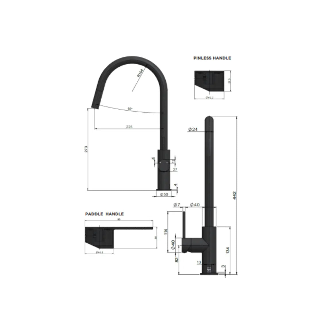 ROUND PICCOLA PULL OUT KITCHEN MIXER TAP Meir