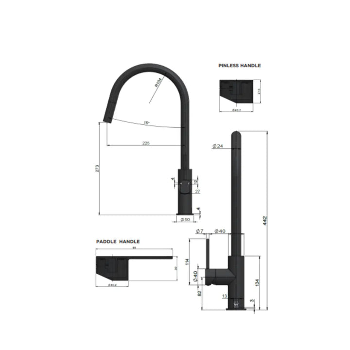 ROUND PICCOLA PULL OUT KITCHEN MIXER TAP Meir