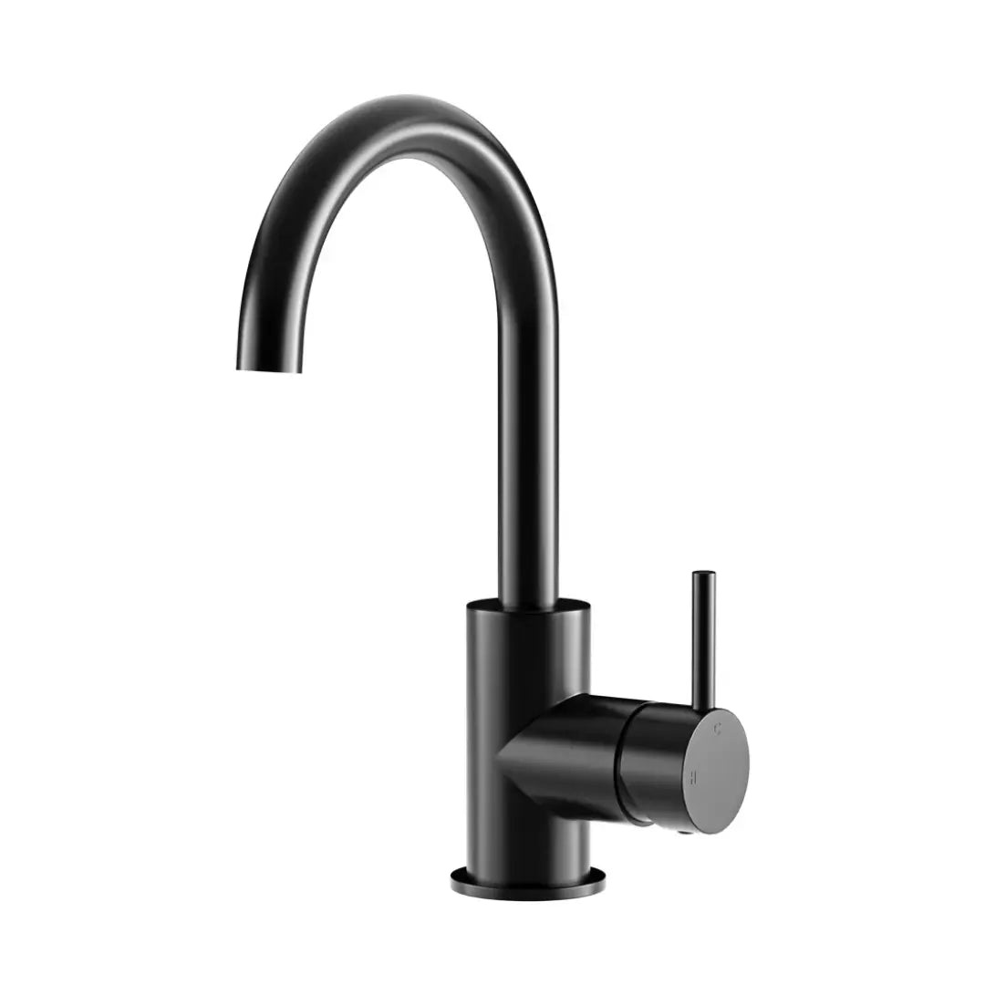 ROUND GOOSENECK BASIN MIXER WITH COLD START Meir