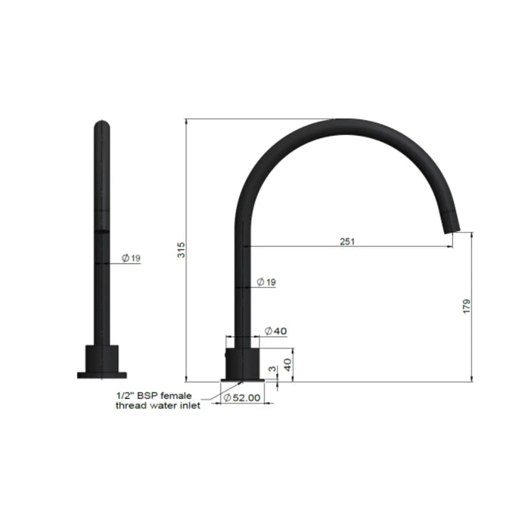 ROUND GOOSENECK HIGH-RISE SWIVEL HOB SPOUT Meir