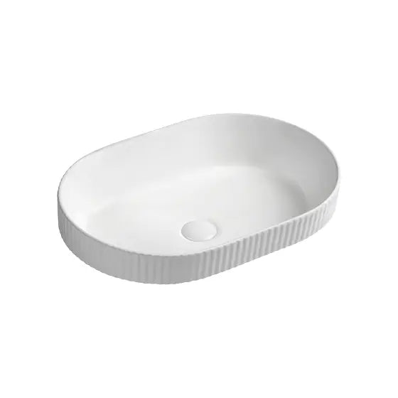 Cleo 550 Semi Inset Fluted Ceramic Basin - Super Ellipse Seima