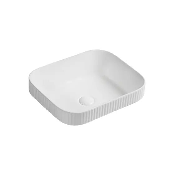 Cleo 450 Semi Inset Fluted Ceramic Basin - Rectangular Seima