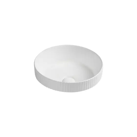 Cleo 380 Semi Inset Fluted Ceramic Basin - Round Seima