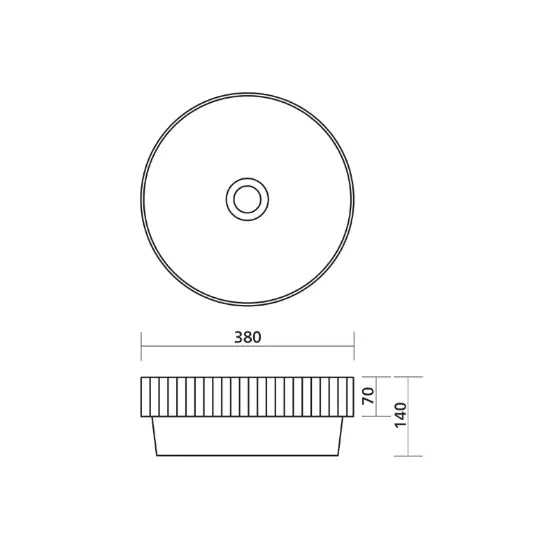 Cleo 380 Semi Inset Fluted Ceramic Basin - Round Seima