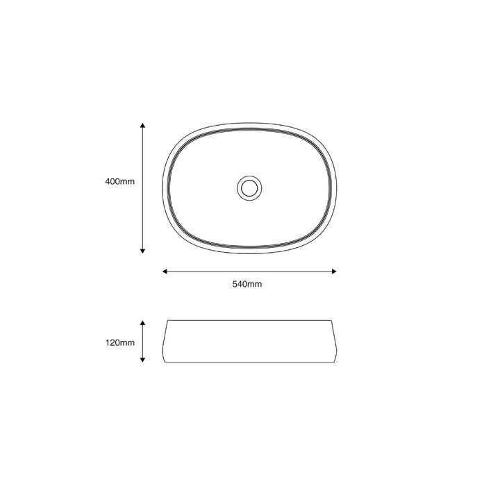 Loni 540 Above Counter Basin - Squarish Oval Seima