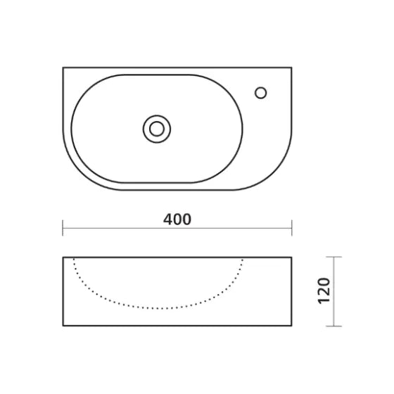 Arko 485 Wall Hung Basin, Rectangular, Matte Black, Gloss White or Matte White Seima