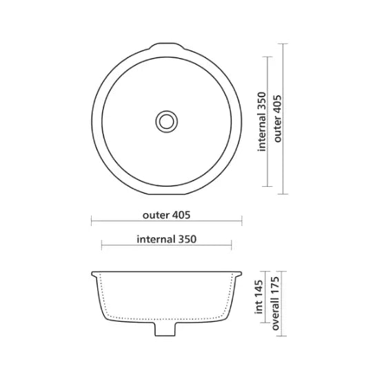 Arko 405 Undermount Basin with overflow, Round Seima