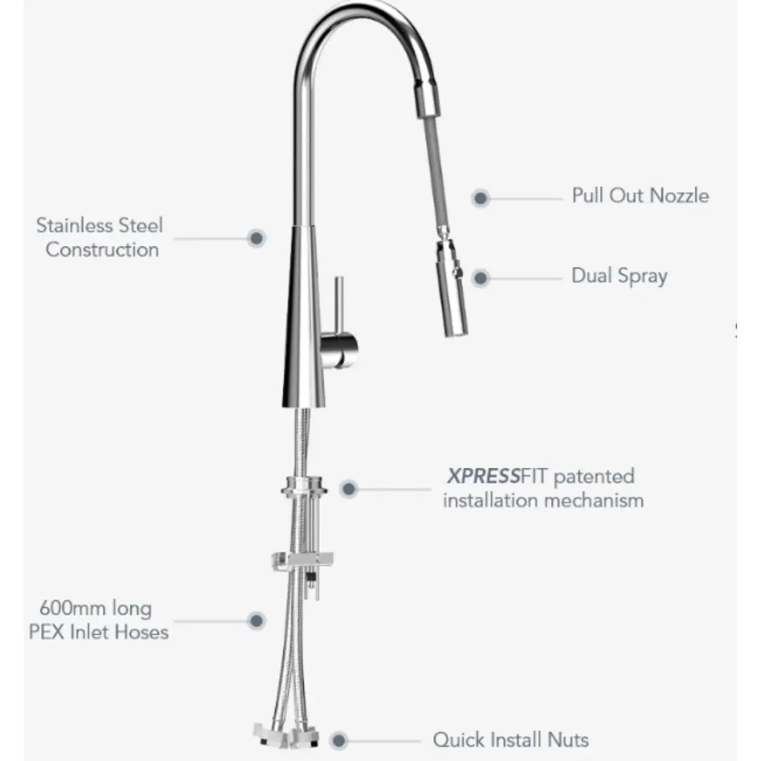 XCalibre Alfresco Sink Mixer with Pull Out Spray XpressFit by Suprema