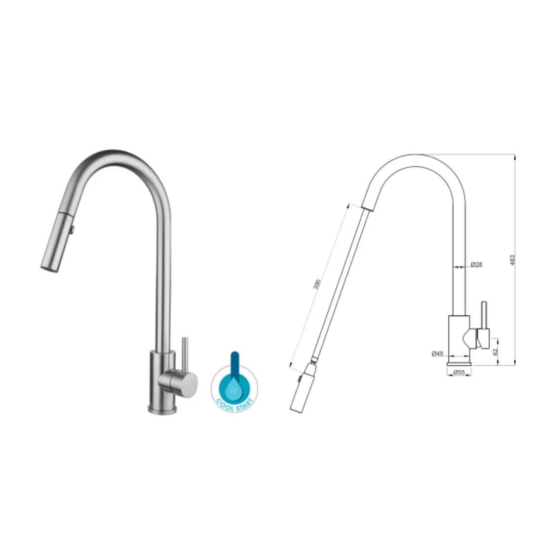 XACTA Maxi Retractable Pull Out Mixer with Dual Spray XpressFit by Suprema