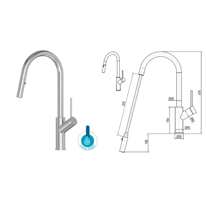 XCalibre Alfresco Sink Mixer with Pull Out Spray XpressFit by Suprema