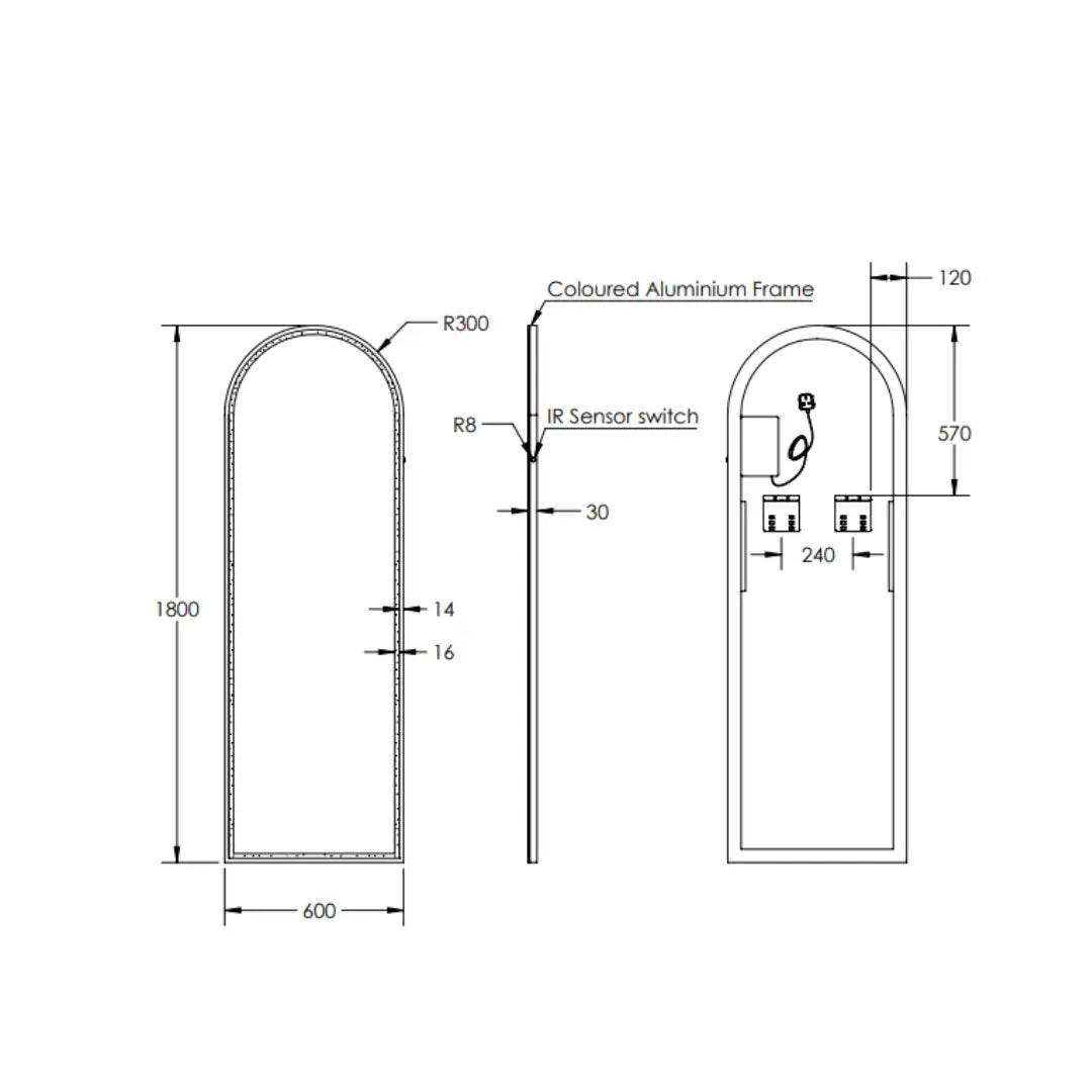 Great Great Arch Full-Length LED Mirror Remer