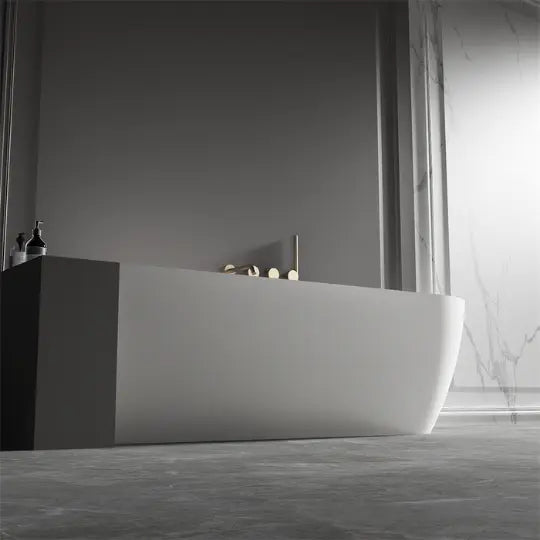 Bianca 1500mm Corner Back to Wall Stone Bath with overflow - left or right hand Kaskade Stone