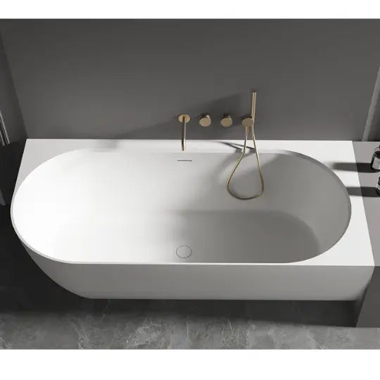 Bianca 1500mm Corner Back to Wall Stone Bath with overflow - left or right hand Kaskade Stone