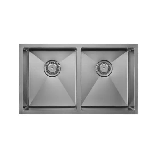 Hana Anti-Scratch 27L/27L Double Kitchen Sink, PVD Gun Metal Fienza