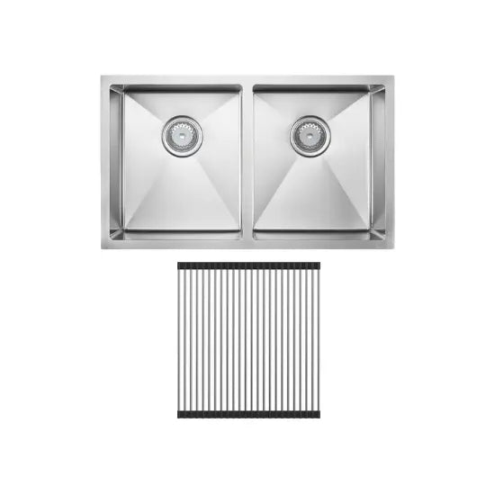 Hana Anti-Scratch 27L/27L Double Kitchen Sink Kit, Stainless Steel Fienza