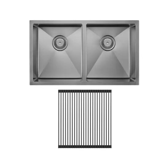 Hana Anti-Scratch 27L/27L Double Kitchen Sink Kit, PVD Gun Metal Fienza