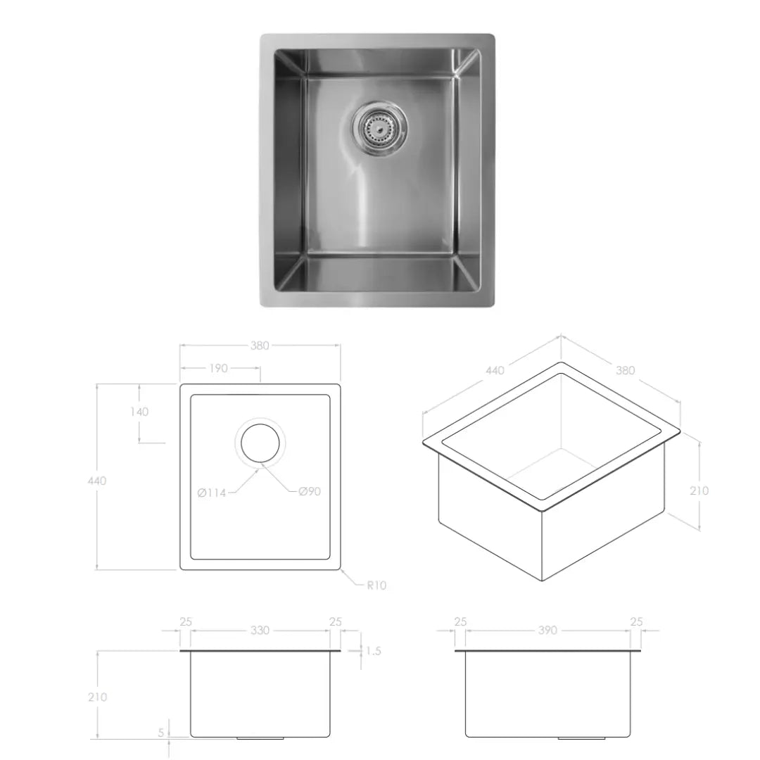 All-In-One Sink Cabinet 900mm with Clovelly Small Rectangular Sink ADP
