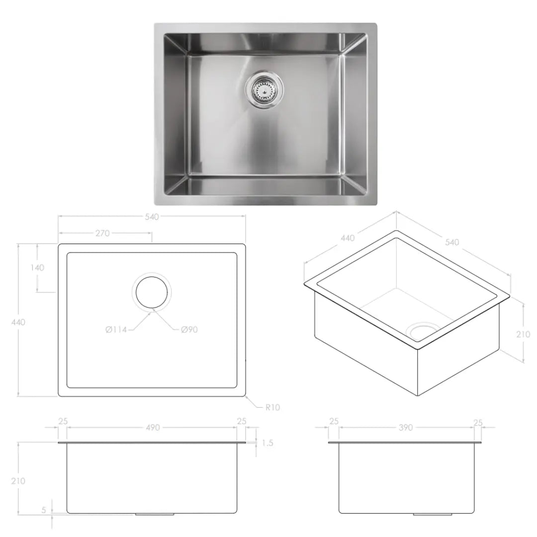 All-In-One Sink Cabinet 900mm with Clovelly Large Rectangular Sink ADP