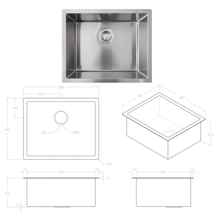 All-In-One Sink Cabinet 900mm with Clovelly Large Rectangular Sink ADP