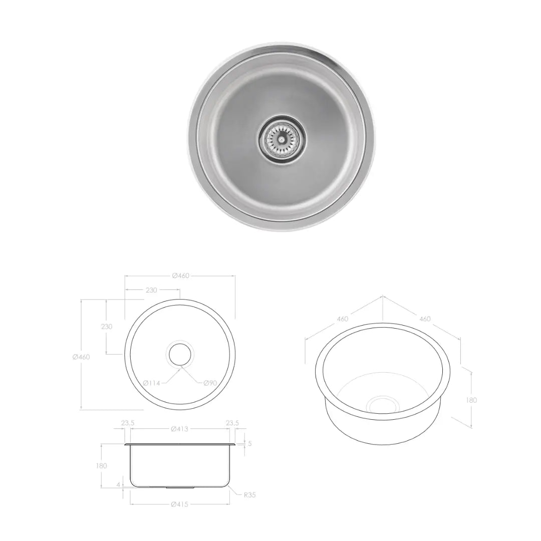 All-In-One Sink Cabinet 900mm with Clovelly Round Sink ADP