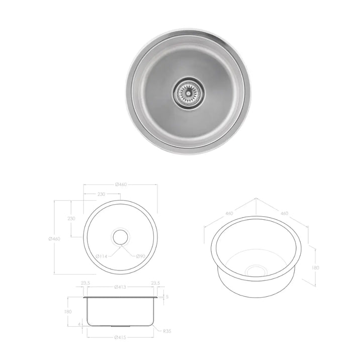 All-In-One Sink Cabinet 900mm with Clovelly Round Sink ADP