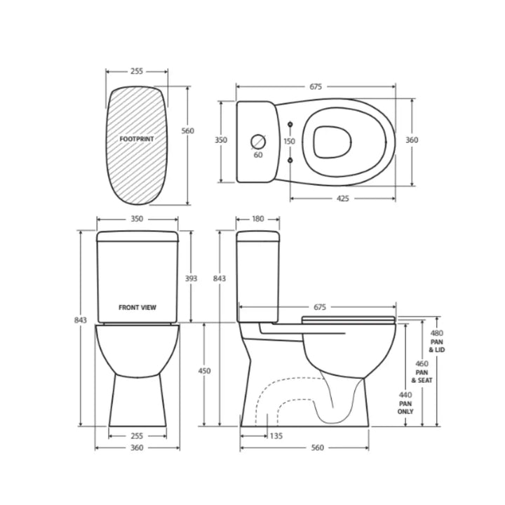 Stella Close-Coupled Toilet Suite, S-Trap Fienza