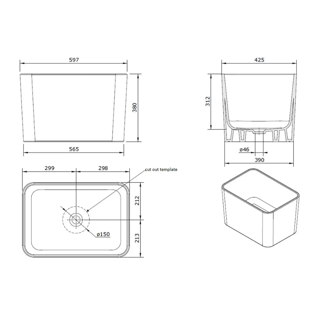Tribo 60 X 42 Fine Fireclay Sink Turner Hastings