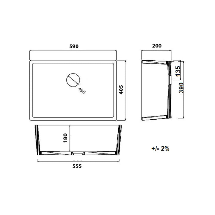 Galdor 60 x 41 Fine Fireclay Sink Turner Hastings