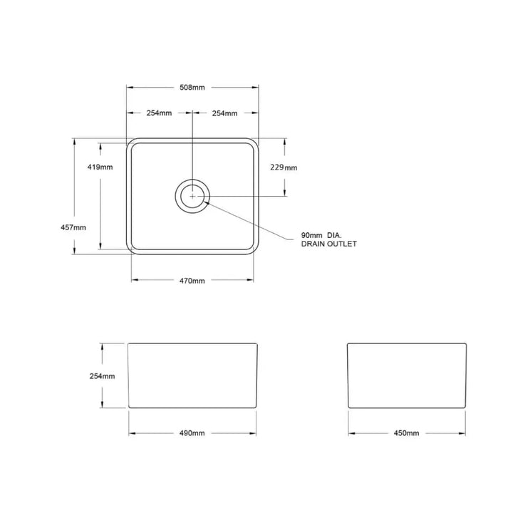 Novi 50 x 46 Fine Fireclay Concrete Look Butler Sink overflow optional Turner Hastings