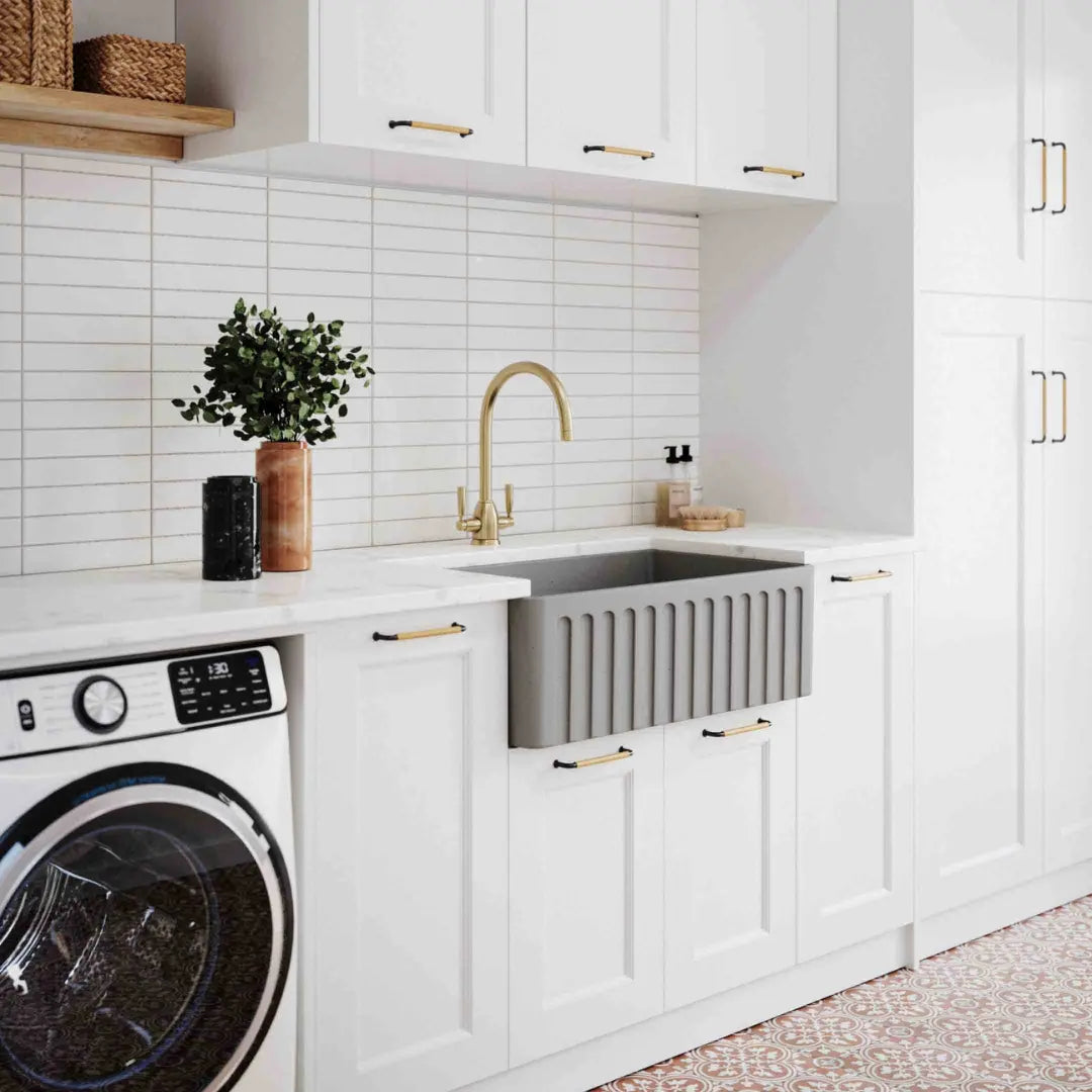 Novi 75 x 46 Fine Fireclay Concrete Look Butler Sink overflow optional Turner Hastings