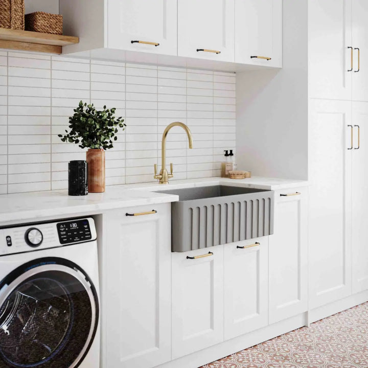 Novi 75 x 46 Fine Fireclay Concrete Look Butler Sink overflow optional Turner Hastings