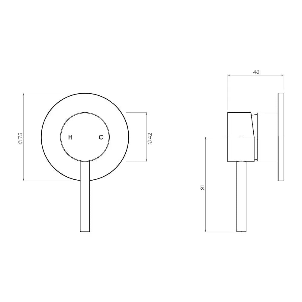 Axus Pin shower or bath mixer Streamline Products