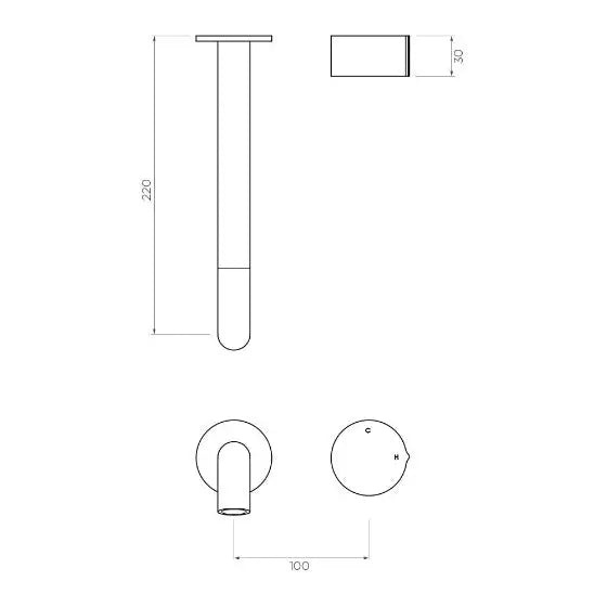 Arcisan Venn Wall Mixer Set 220mm spout Streamline Products