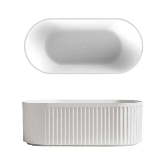 Cleo 100 Fluted Freestanding Bath - Matte White acrylic seima