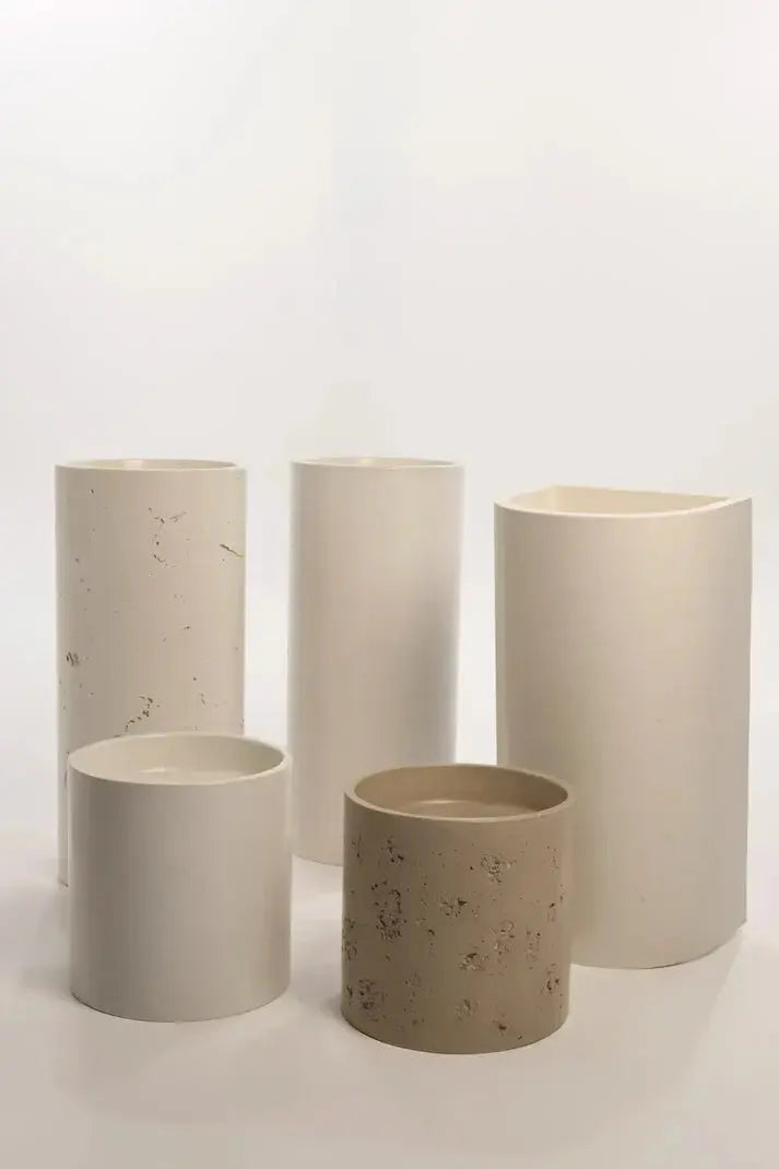 Concrete Textured Half Height Round Pedestal Basin Sticks and Stone Co