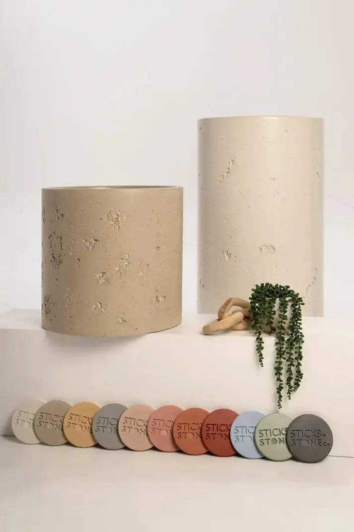 Concrete Textured Half Height Round Pedestal Basin Sticks and Stone Co