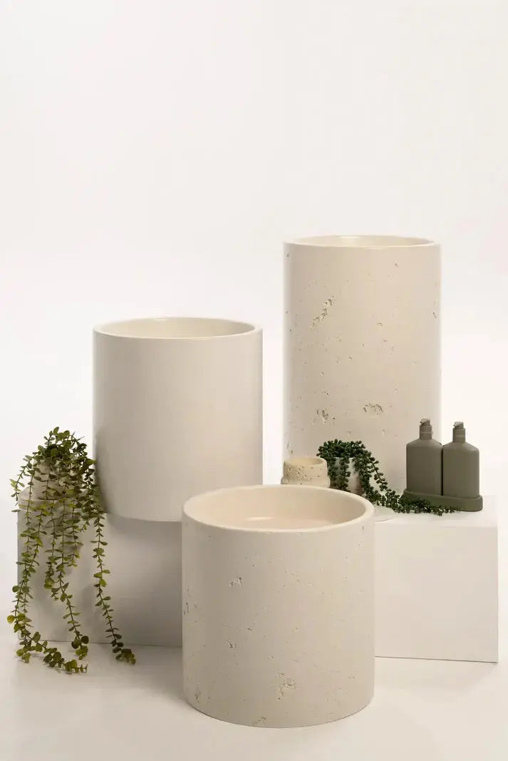 Concrete Polished Half Height Round Pedestal Basin Sticks and Stone Co