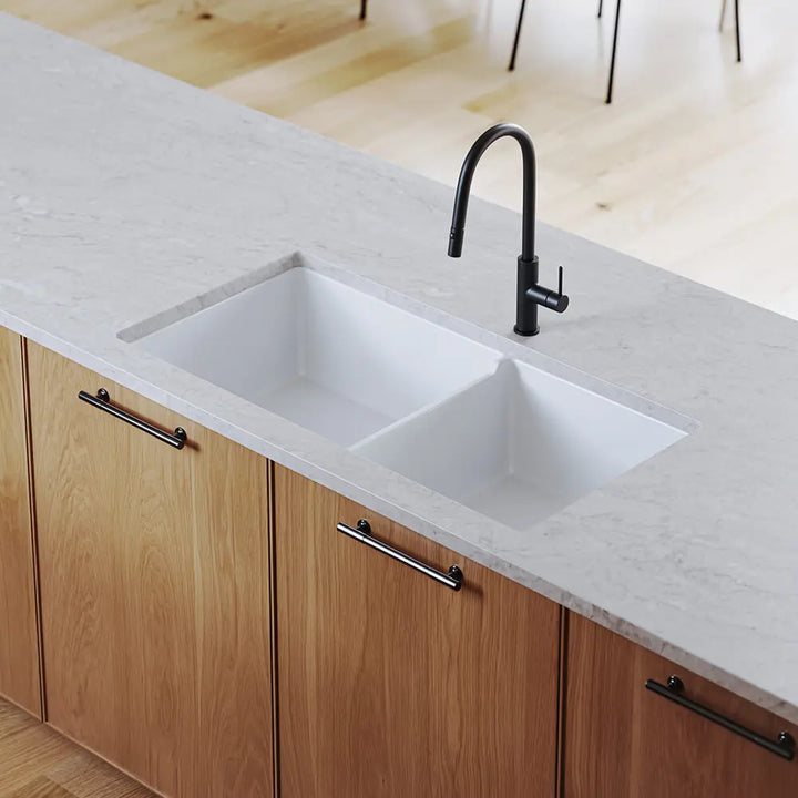Cuisine 93 x 48 One and a Half Bowl Inset / Undermount Fine Fireclay Gloss White Sink Turner Hastings
