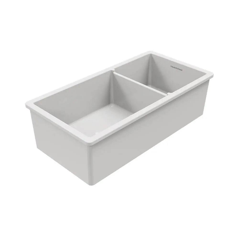 Cuisine 93 x 48 One and a Half Bowl Inset / Undermount Fine Fireclay Gloss White Sink Turner Hastings