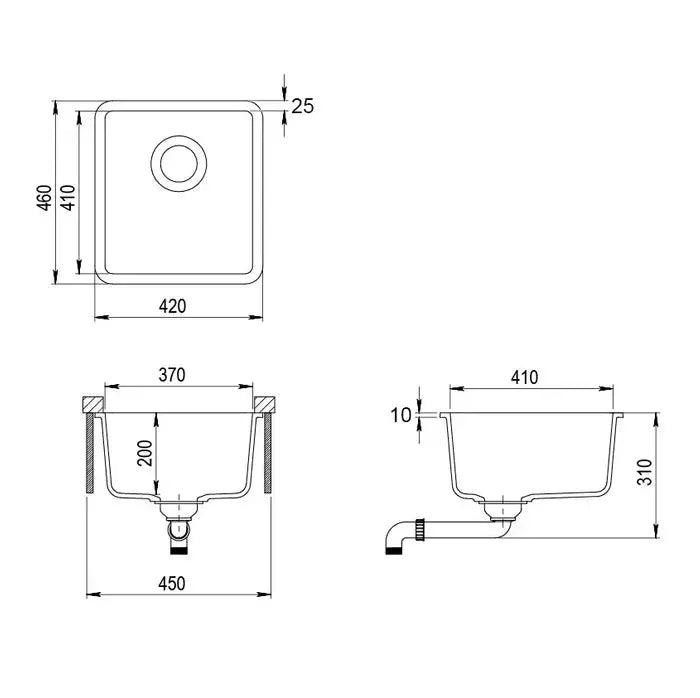 Inspire Viva Granite Sink 420x460mm Black Otti Australia