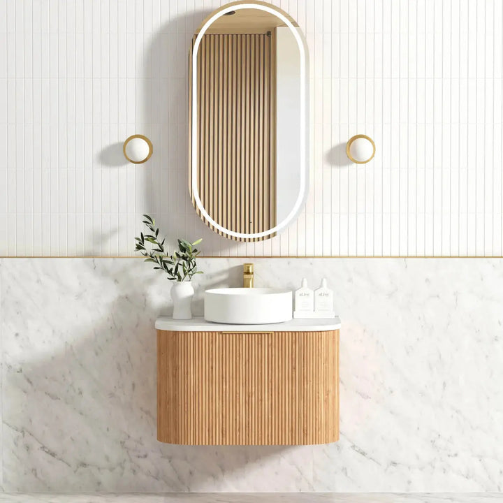 Bondi Fluted Wall Hung Vanity with stone top Otti Australia