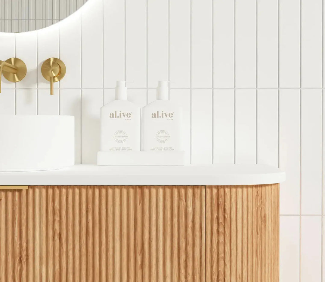 Bondi Fluted Wall Hung Vanity with stone top Otti Australia